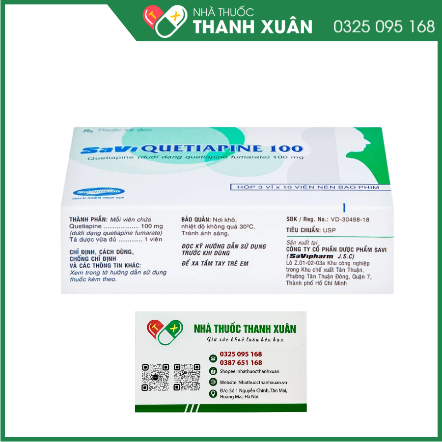 Savi Quetiapine 100 điều trị tâm thần phân liệt, rối loạn lưỡng cực